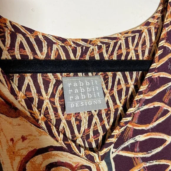 Vintage Rabbit Rabbit Rabbit Brown/Tan Layered Lightweight Maxidress - Picture 4 of 7